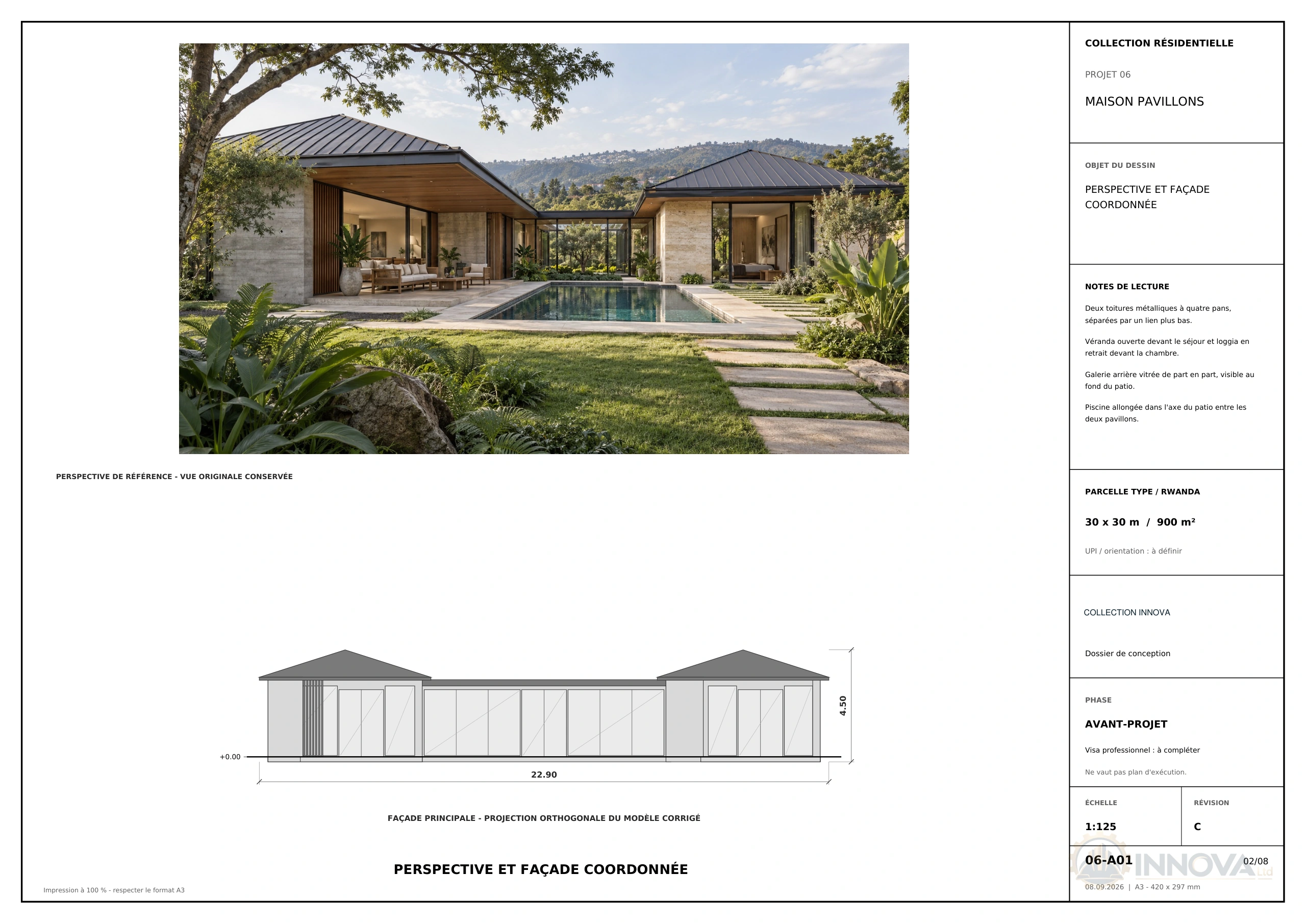 Maison Pavillons — front elevation with heights · page 2