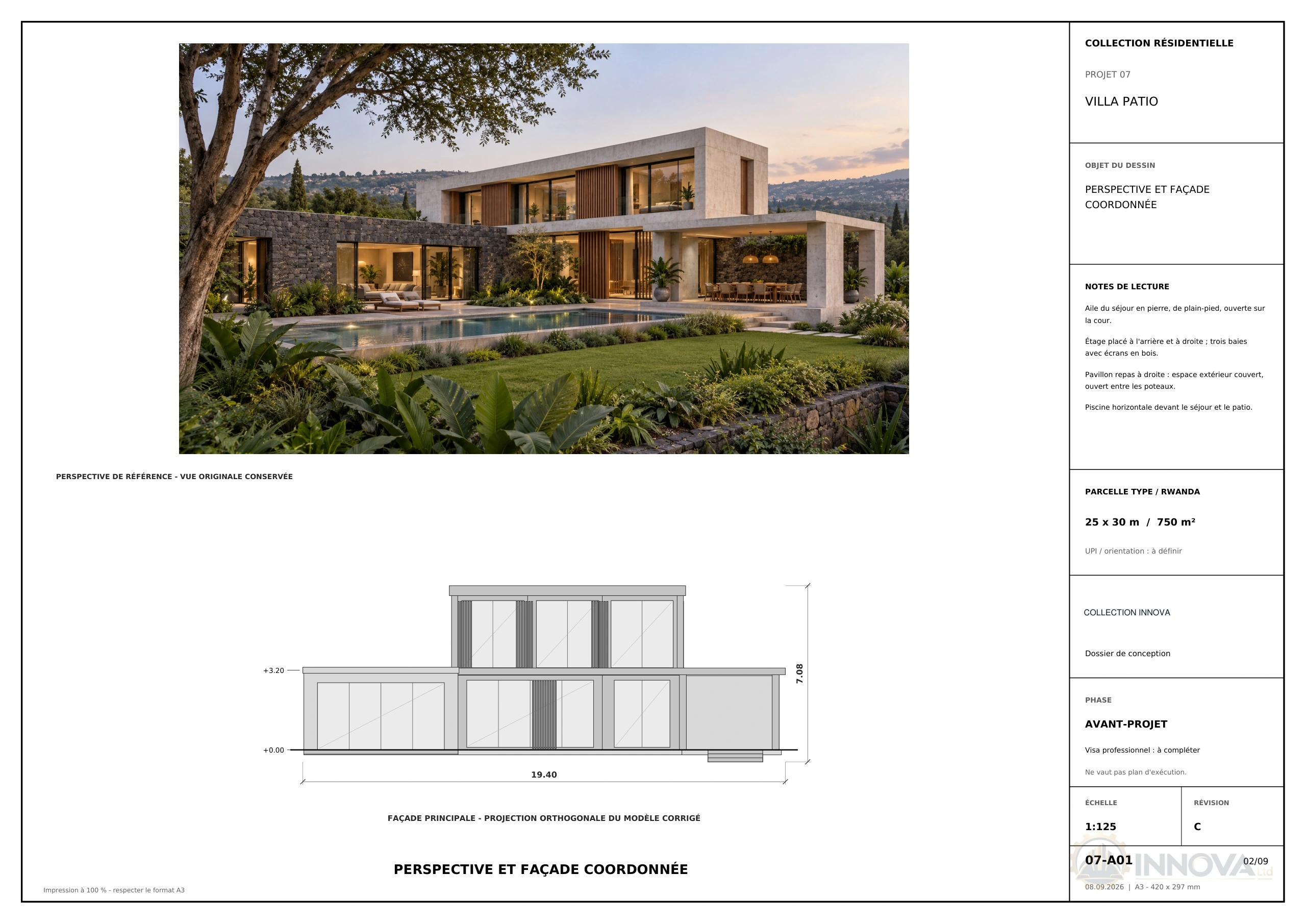 Villa Patio — front elevation with heights · page 2