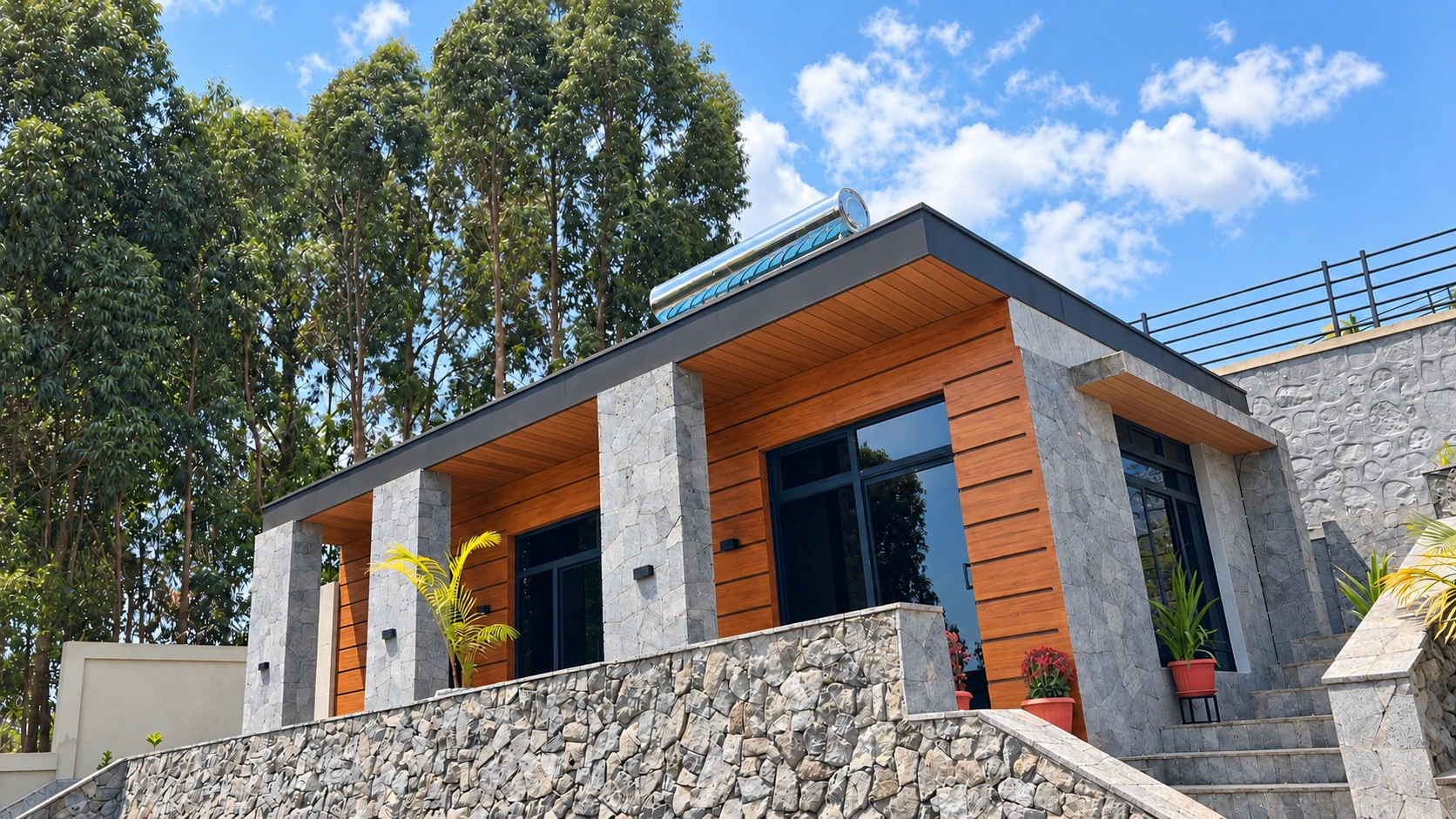 Connection Hotel — Guest accommodation and stepped landscaping